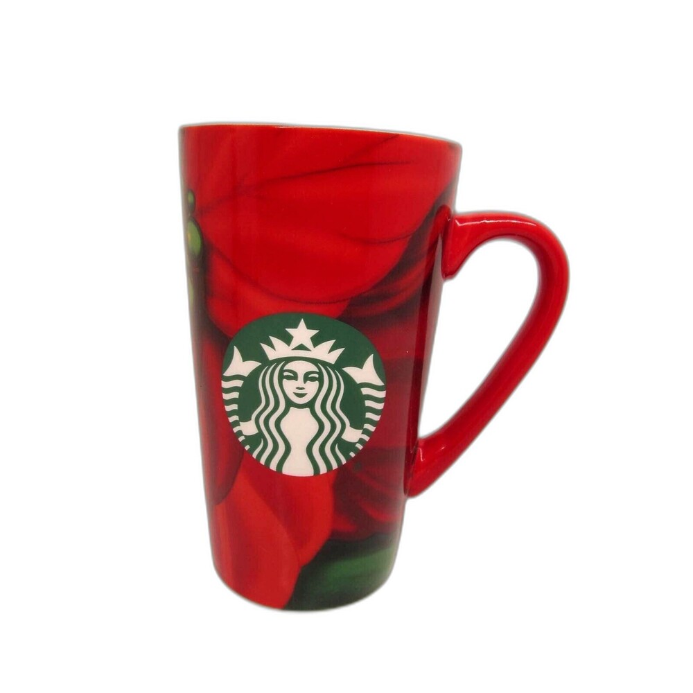 Starbucks Holiday Mug Red Christmas Poinsettia Coffee Latte Cup 16oz